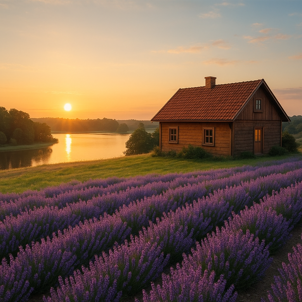 Agroturystyka na Warmii otoczona lawendą o świcie